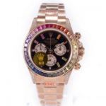 Perfect Replica N9 Factory Rolex Daytona 7750 Rainbow Rose Gold 40mm Watch